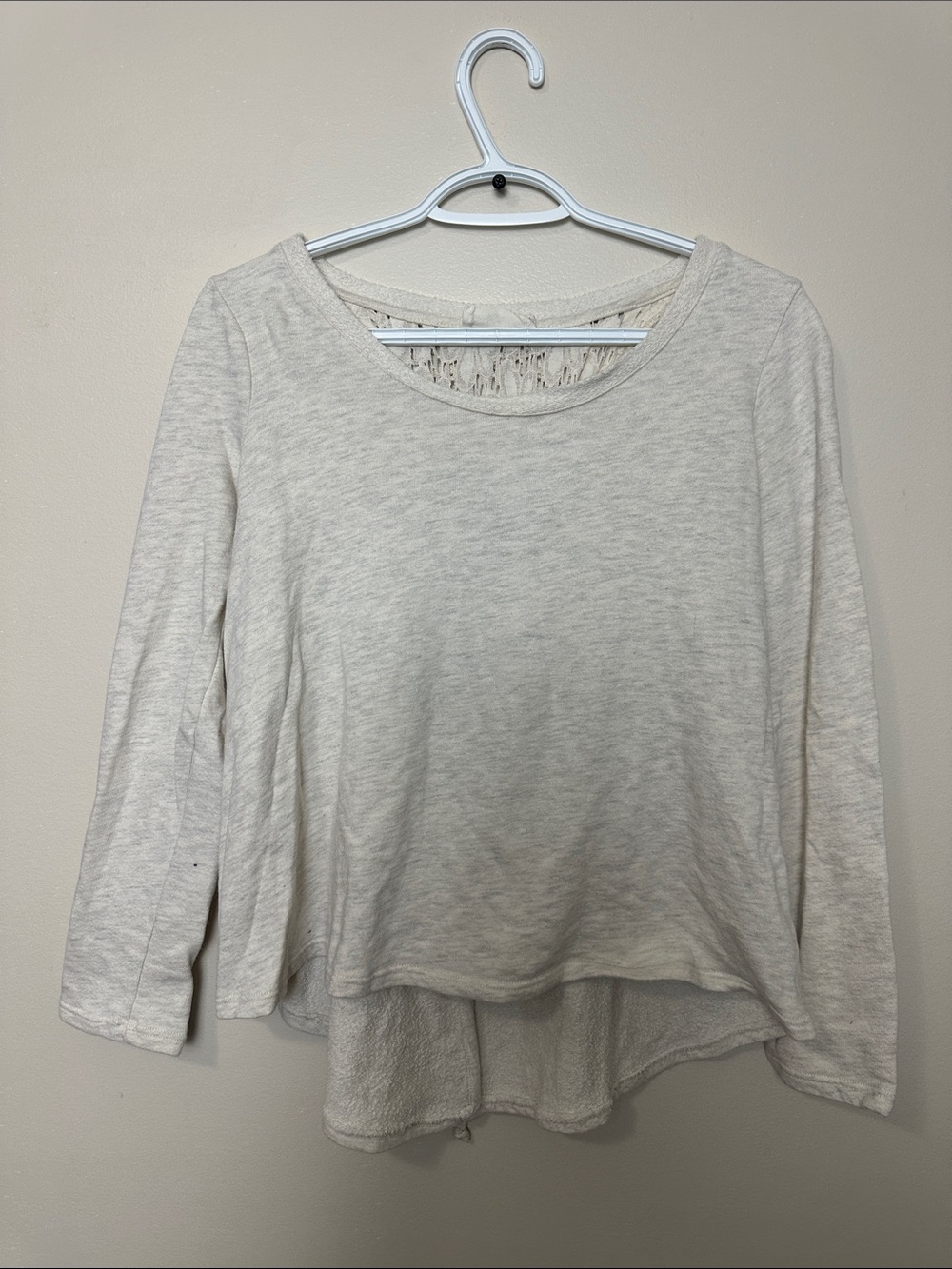 everleigh Cream Long Sleeve Top with Lace Back Detail